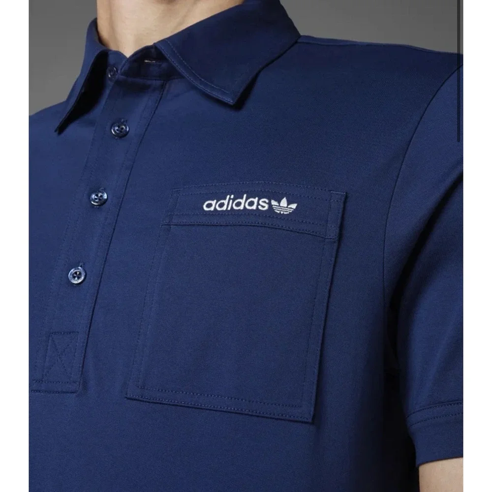 Men's adidas Originals Pocket Polo Golf shirt Blue Night‎ Indigo Sz Small $100